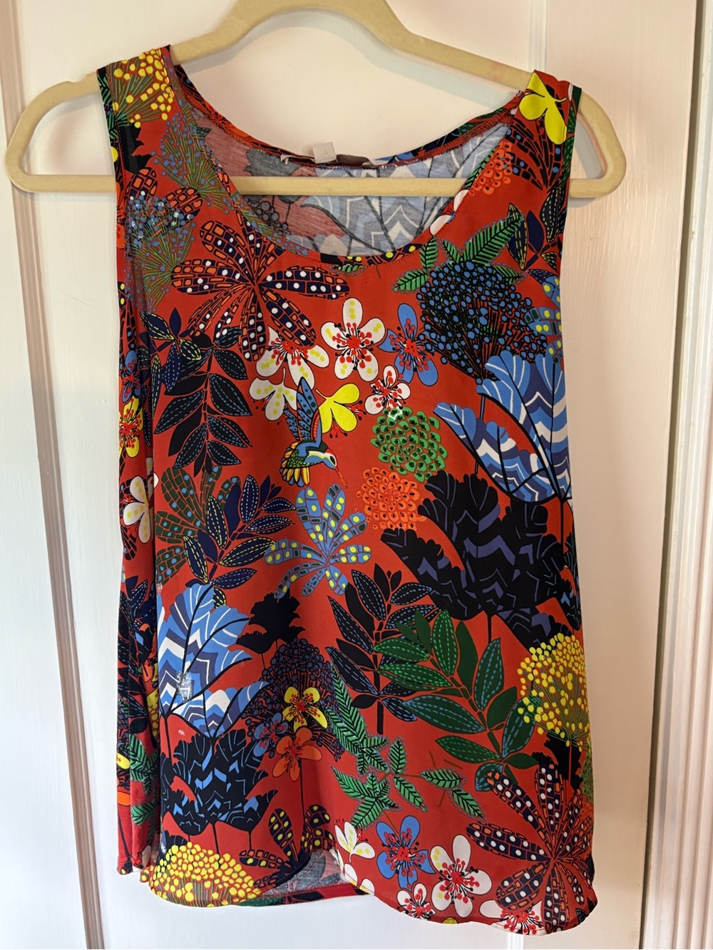 Loft Bright Floral Sleeveless Shell Top - Red Multi Women's size Medium